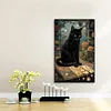 Chat noir-pleine peinture diamant rond-40 * 60cm-dp grande taille