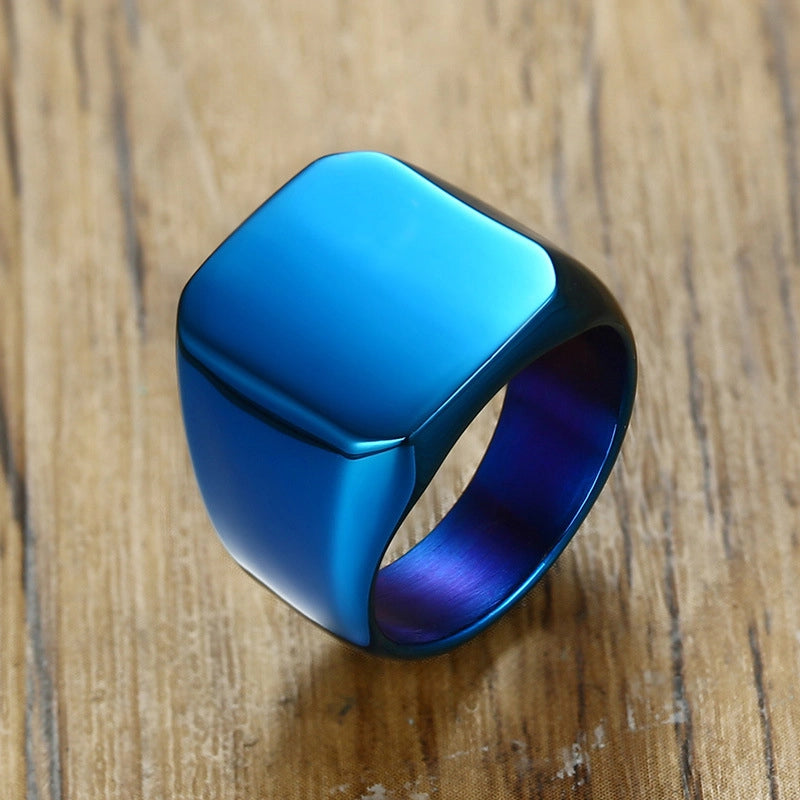 Men Rings Stainless Steel Ring Men’s Simple Bare Square Titanium Steel Ring Jewelry RC-294