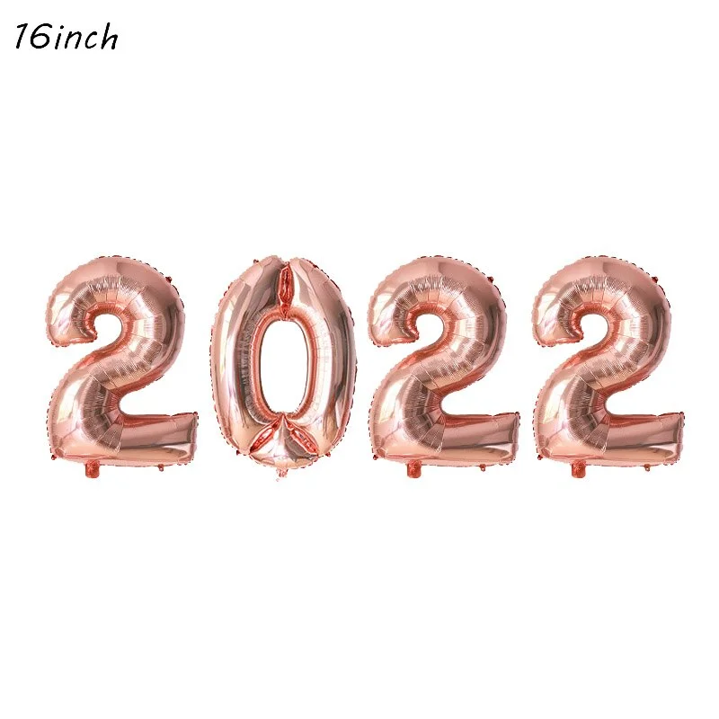 2022 Happy New Year Gold Number Foil Balloons Paper Banner Navidad New Year Eve Christmas Party Decoration Cupcake Toppers