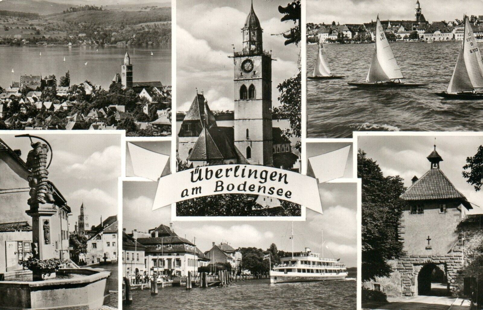 Vintage überlingen am Bodensee Lake Constance Germany RPPC Real Photo Poster painting Postcard