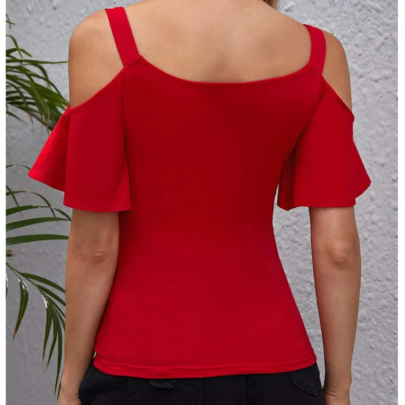 Brownm Elegant Ruffled Slim Fit Camisole Casual Blouses
