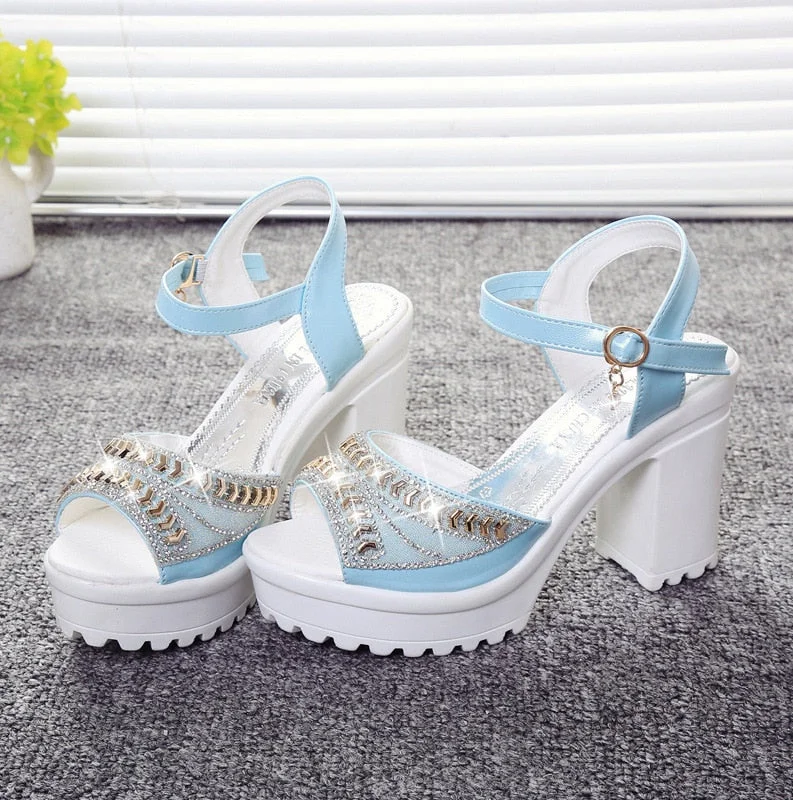 Designer 2021 new sexy fashion women's sandals summer diamond fish mouth muffin platform High heels casual slippers womens shoes