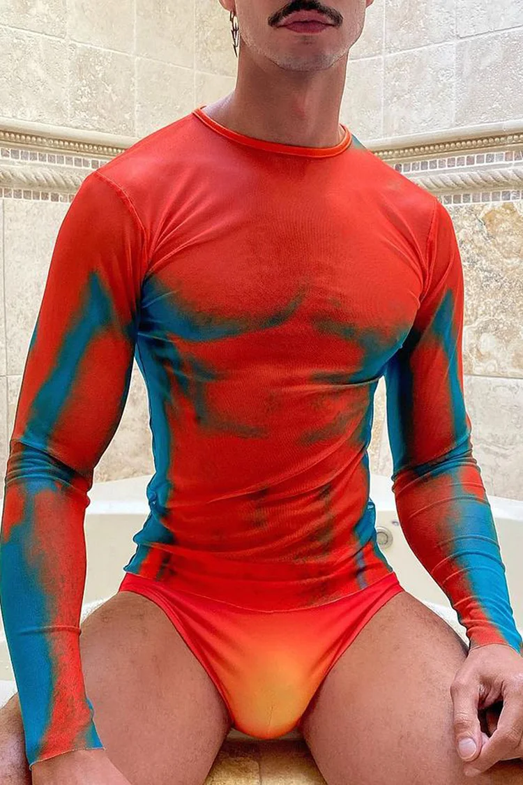 Ciciful Ombre Print Long Sleeve Bodycon Bodysuit