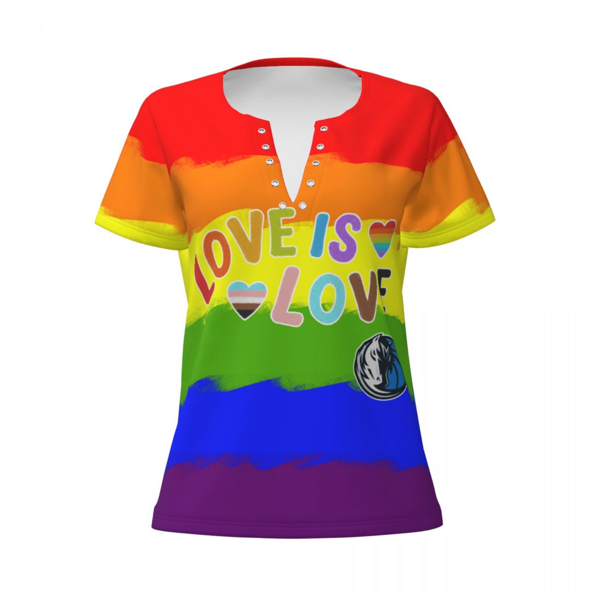 Dallas Mavericks Love Pride Women's Deep V Neck Tee Shirts