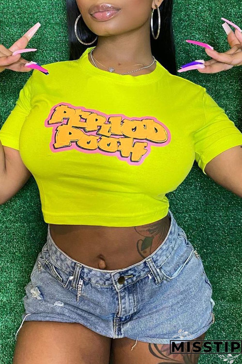 Yellow Casual Print Patchwork T-Shirts