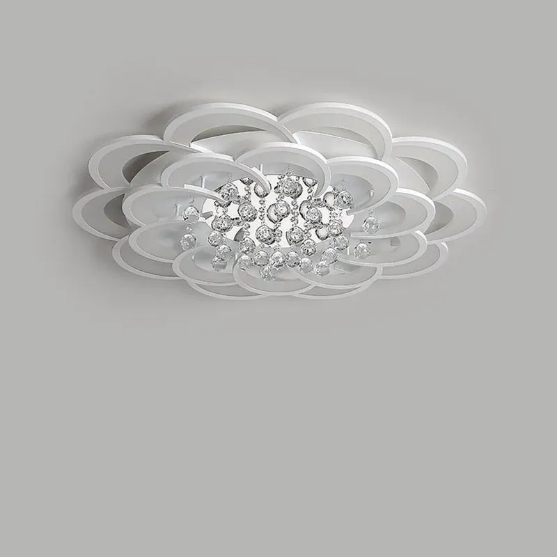 White Modern LED Ceiling Lights Fixture With Remote For Living Dining ...