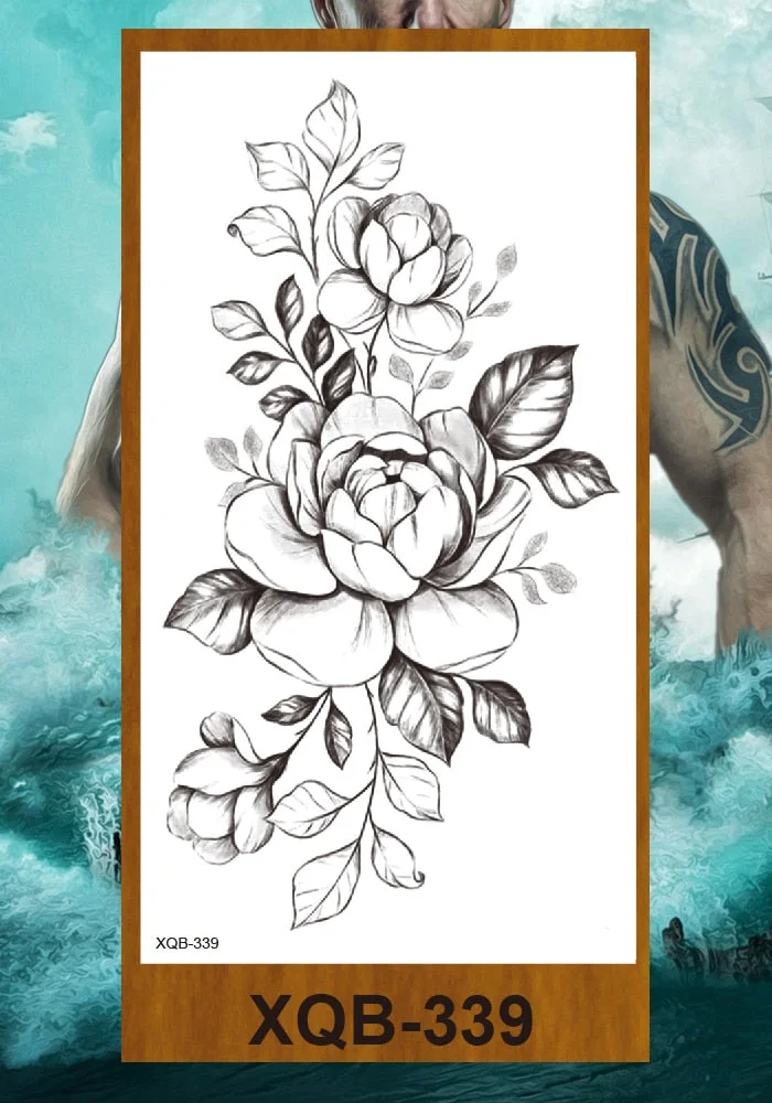 Temporary Tattoo Sticker Women Girl Arm Buttocks Chest Fake Tatoo Flowers Chain Body Makeup Waterproof Lily Butterfly Tattos