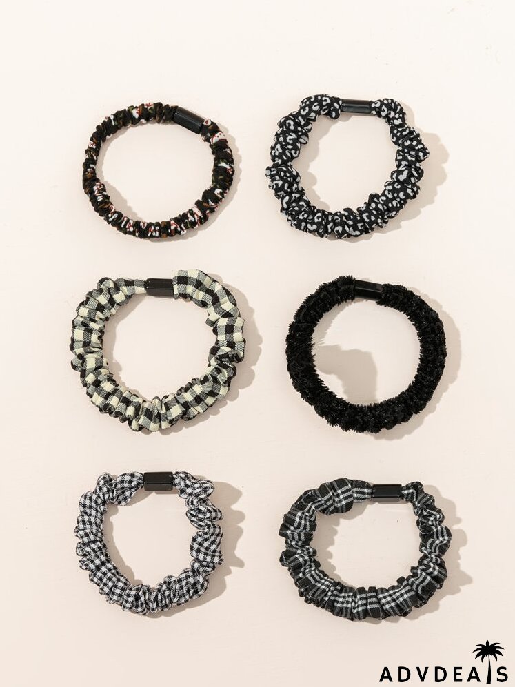 6pcs Plaid Hair Tie