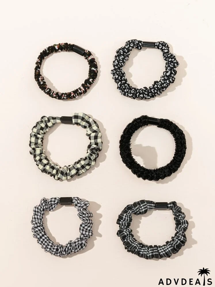 6pcs Plaid Hair Tie