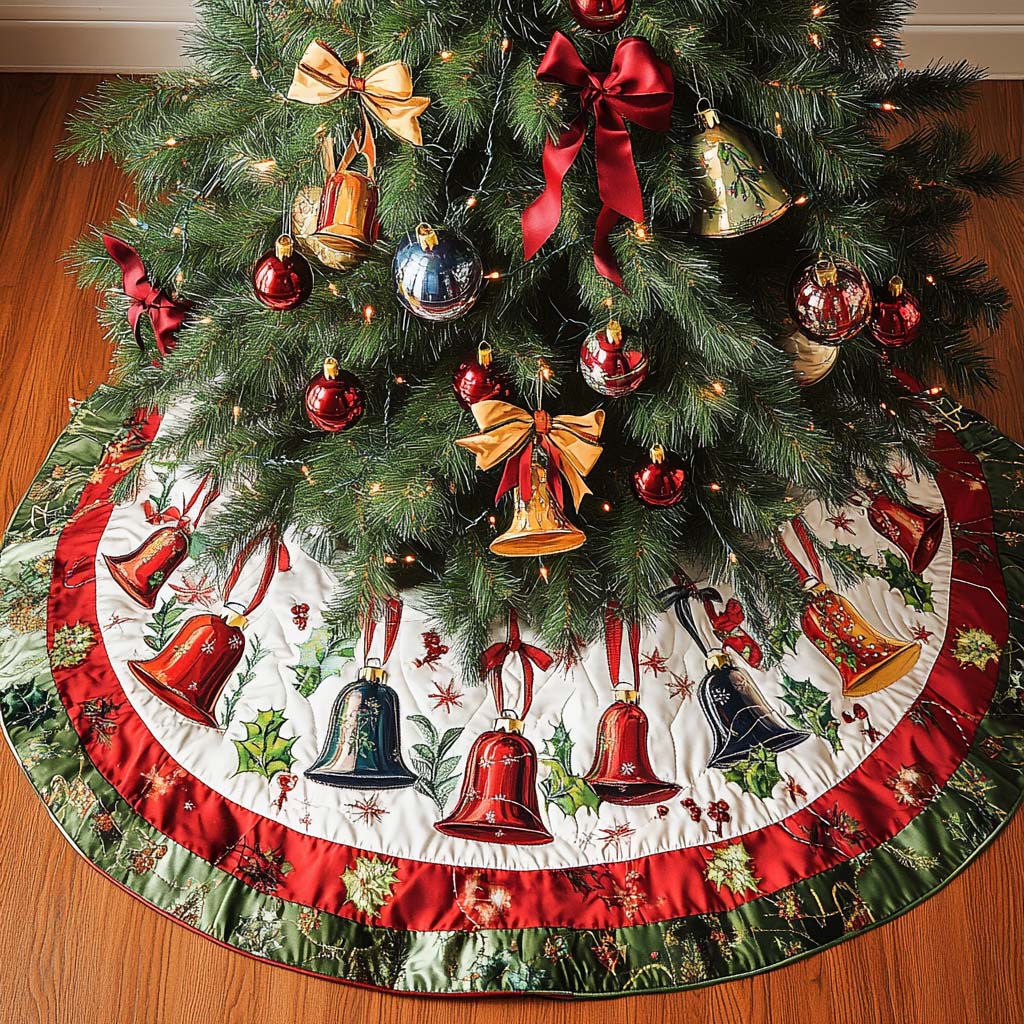 Merry Rings Christmas Quilted Tree Skirt NCU0NT2342