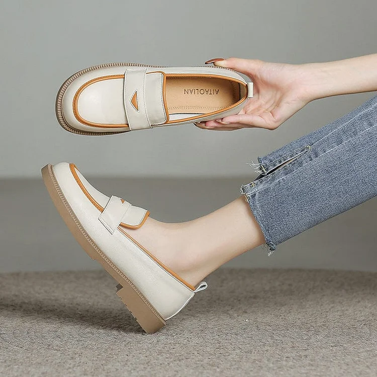 Women Casual Autumn Leather Flat Loafers