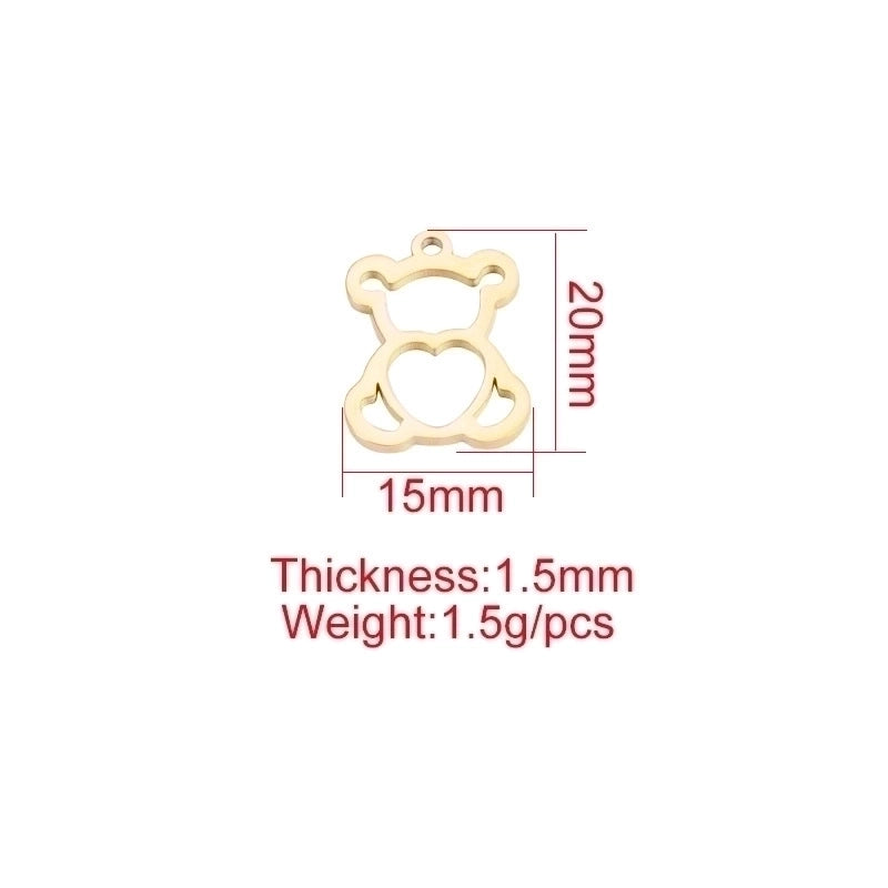 1 Piece Stainless Steel None 18K Gold Plated Bear Heart Shape Pendant