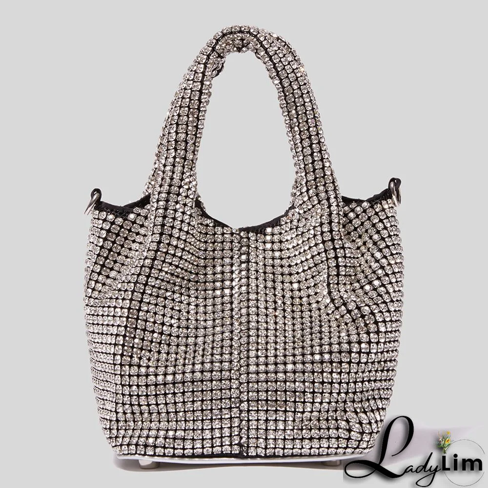 dinner rhinestone bag one-shoulder oblique bag fashion trend pillow full diamond bag diamond armpit bag