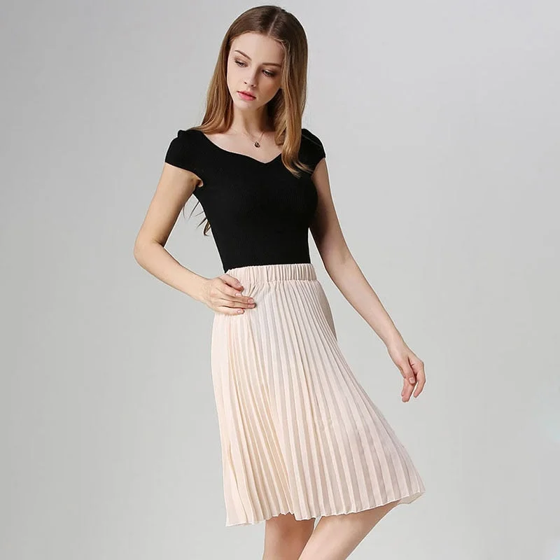 Women Chiffon Pleated Skirt Vintage High Waist Tutu Skirts Womens Saia Midi Rokken 2022 Summer Style Jupe Femme Skirt