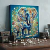 DIY Pearl Painting Elephant Herd with Frame for Home Wall Decor(25x25cm)