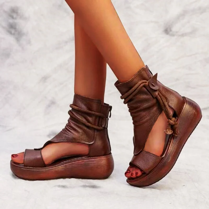 2021 New Summer Black Women Leather Sandals - vzzhome