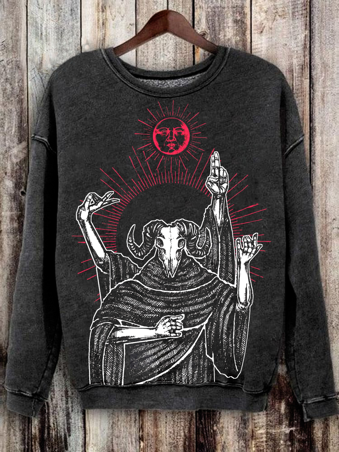 Satan Devil Print Casual Crew Neck Sweatshirt / Rvogue / Rvogue