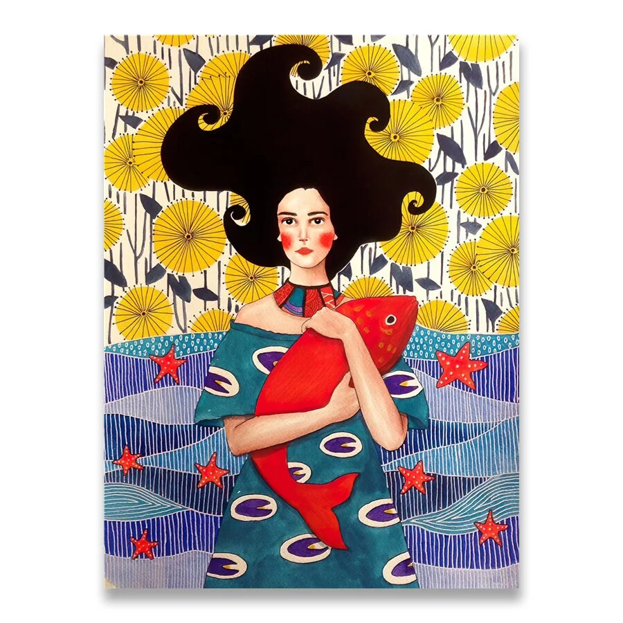 Abstract Colorful Girl Wall Art Canvas Painting Nordic Poster Flower Hair Cuadros Wall Pictures For Living Room Vintage Unframed