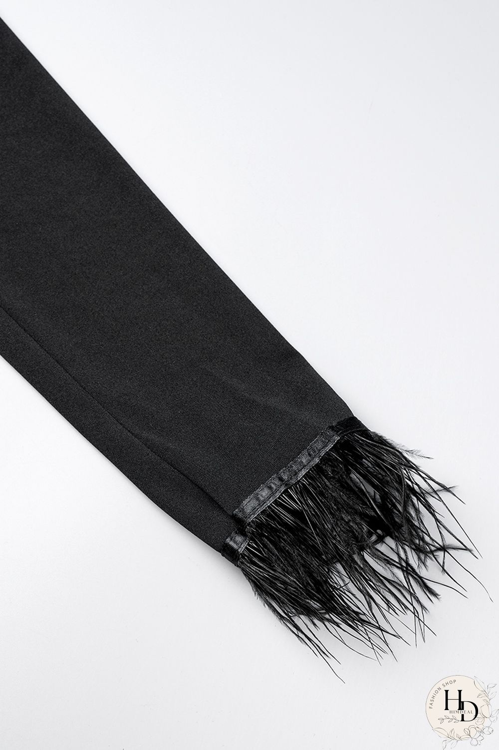 Black Casual Solid Bandage Patchwork Feathers Asymmetrical Collar Regular Jumpsuits