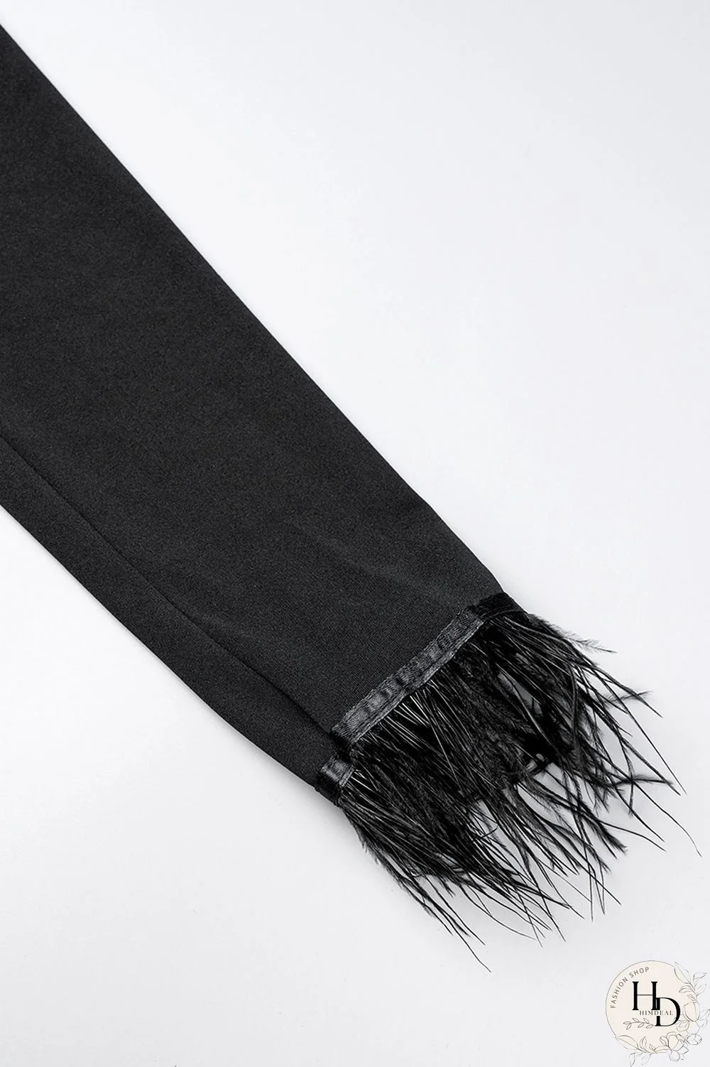 Black Casual Solid Bandage Patchwork Feathers Asymmetrical Collar Regular Jumpsuits