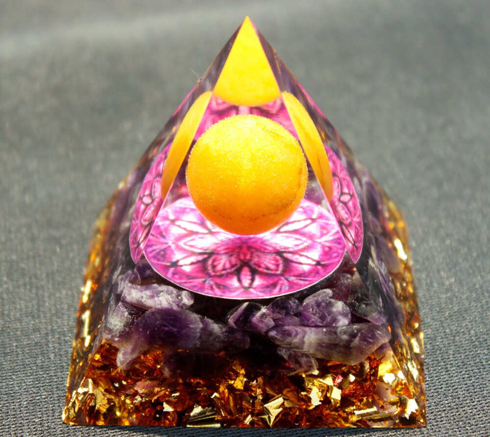

Orgone Pyramid Chakra - Citrine Sphere, 501 Original