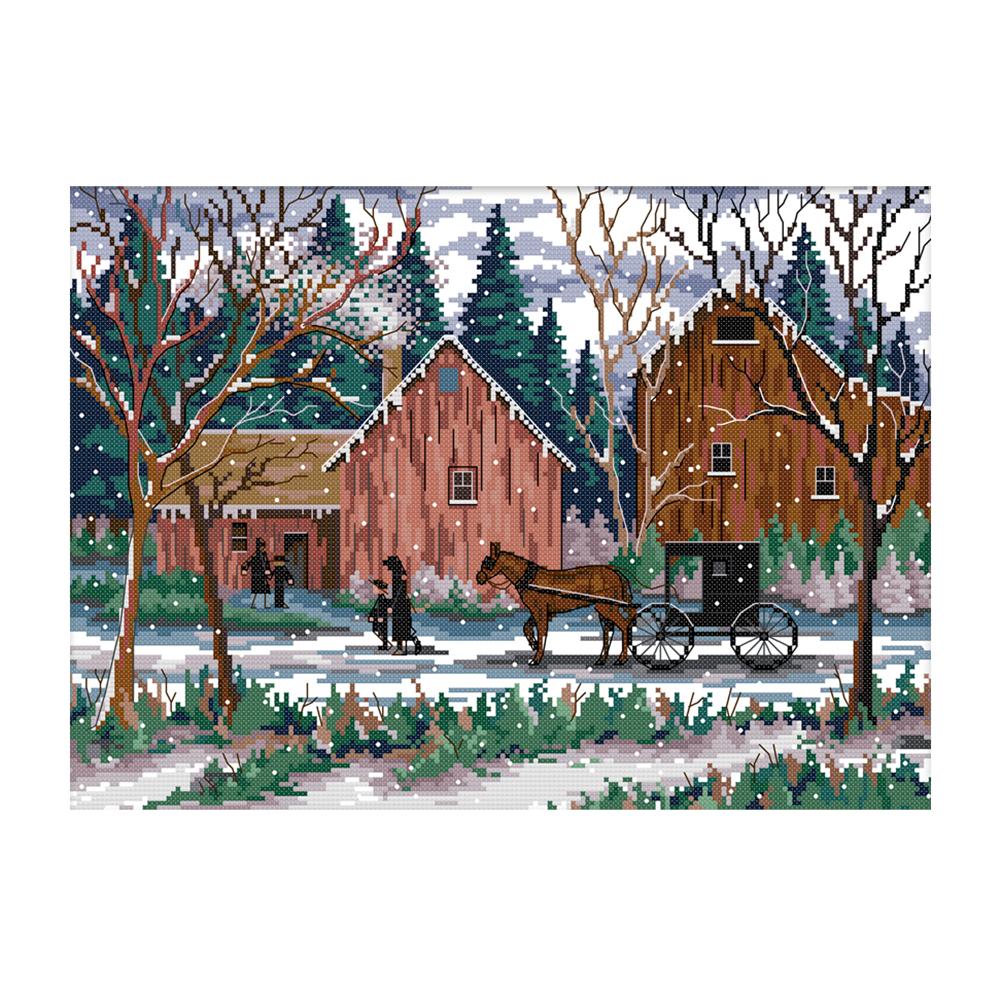 

Snow day - 14CT Stamped Cross Stitch - 42*32cm, 501 Original