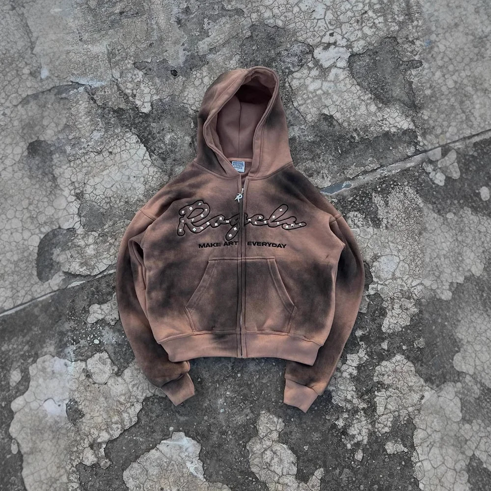 Athvotar Athvotar Old Tie Dye Gradient Senior Escroatistance Zipper Jacket Men And Women's Same Trend