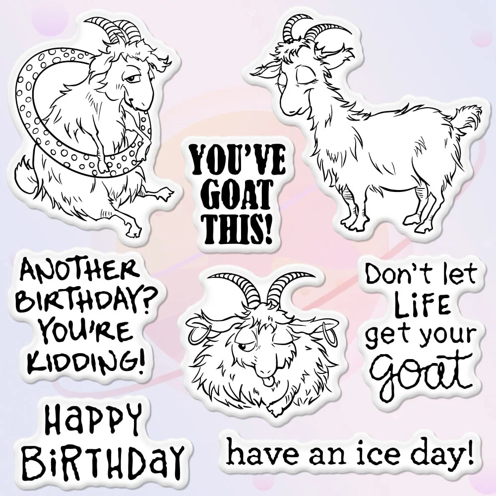 Cute Cartoon Goat Metal Cut Dies Clear Stamp Happy Birthday DIY Scrapbooking For Decor Cutting Dies Stamps For Paper Cards Album