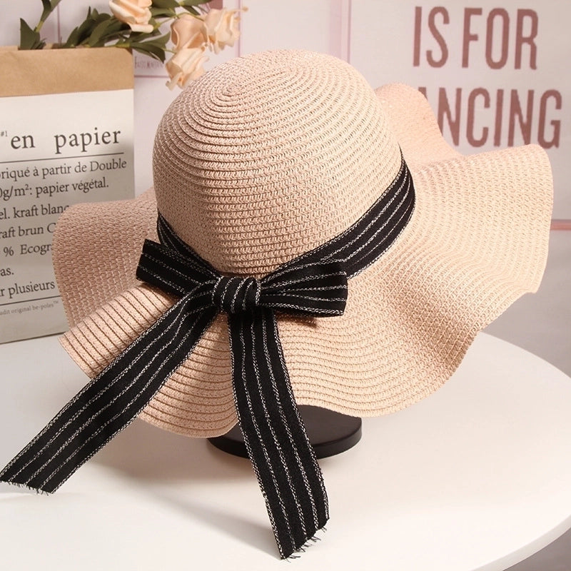 Women’s Elegant Minimalist Color Block Wide Eaves Sun Hat
