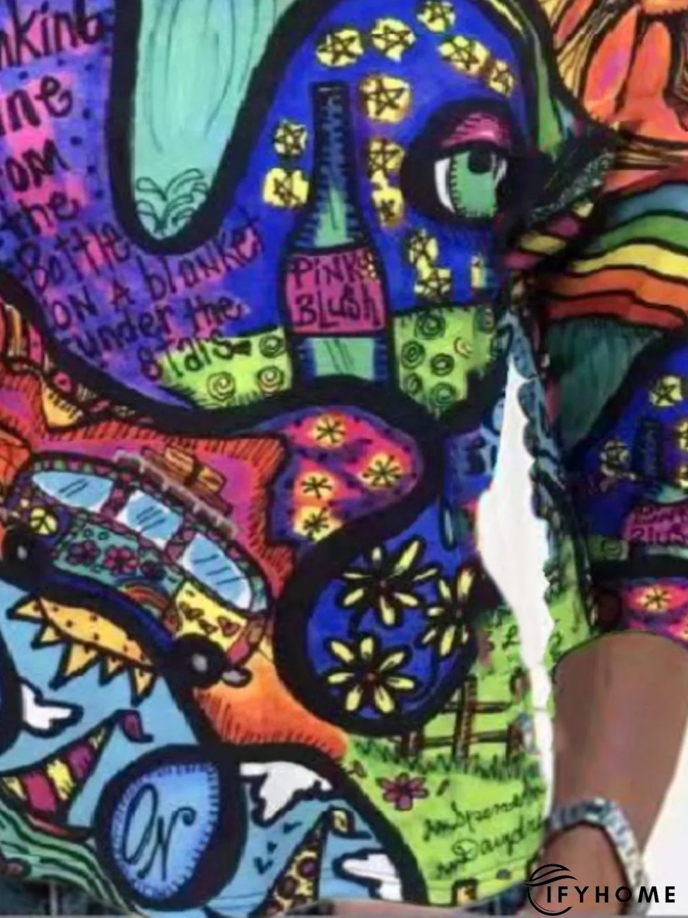 Casual Long Sleeve Round Neck Printed Top Tunic T-Shirt | IFYHOME