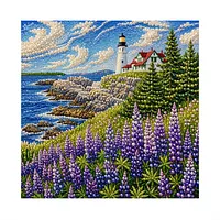 Purple Flower Lighthouse - Pearls Painting