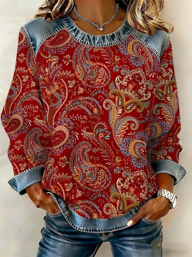 Women's Casual Print Long-Sleeve Sweatshirt 