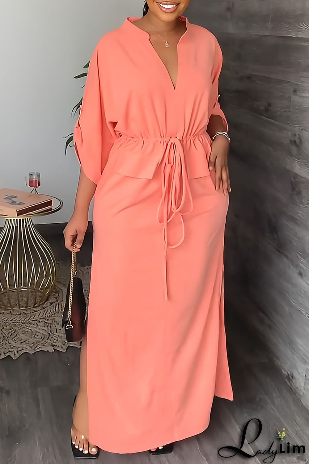 White Casual Solid Patchwork V Neck Straight Dresses