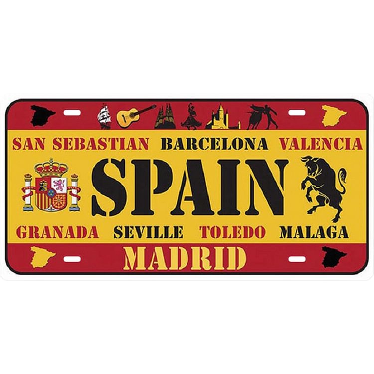 Spain - Car Plate License Tin Signs - 5.9x11.8inch