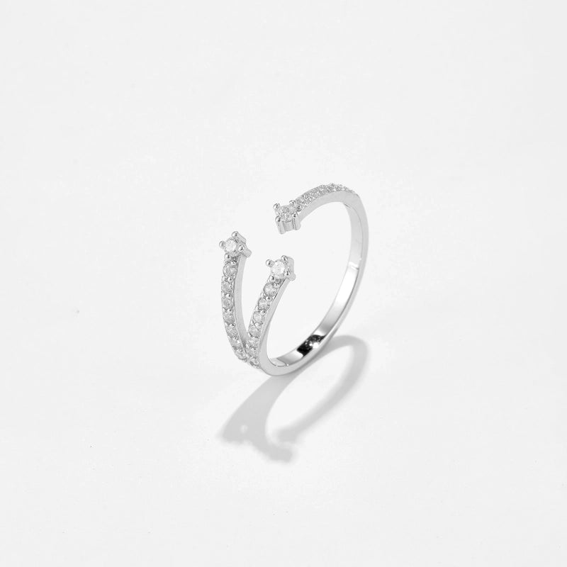 18K Gold Plated White Gold Plated 925 Sterling Silver Zircon Irregular Open Rings