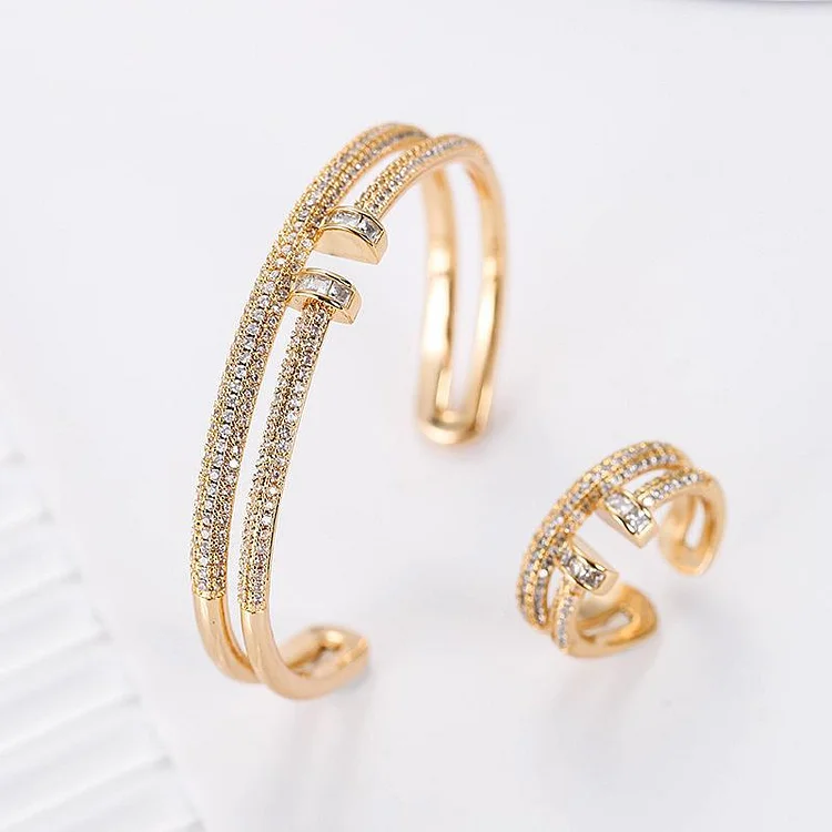 Double layers rhinestone women bracelet