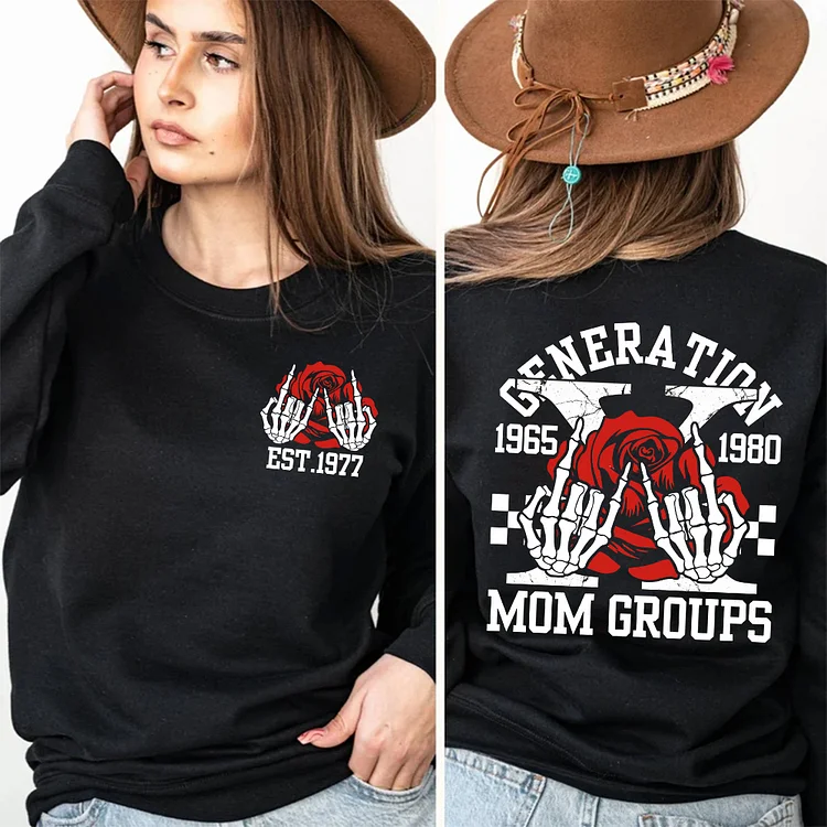 Gen X Mom Groups Sweatshirt, Born in the 70s Shirt, Custom EST Rose Gen X Sweatshirt/Hoodie，Mother‘s Day Gift