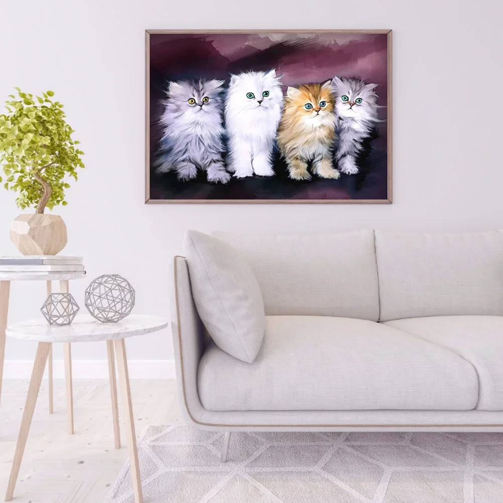 Diamond Painting - Full Round Drill - Cat Family(40*30cm)