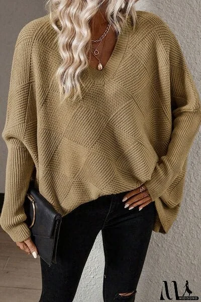 V-Neck Batwing Sleeve Pullover Sweater