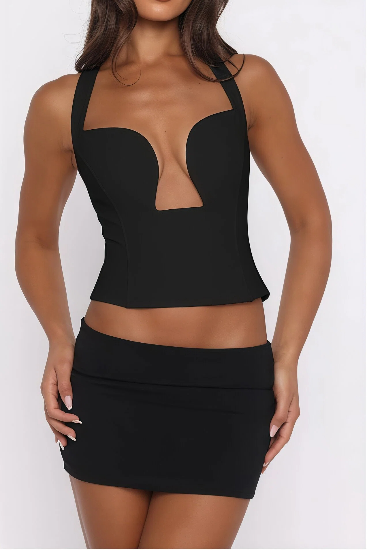 Halter Neck Cutout Structured Crop Top - HIGIANNA&reg;