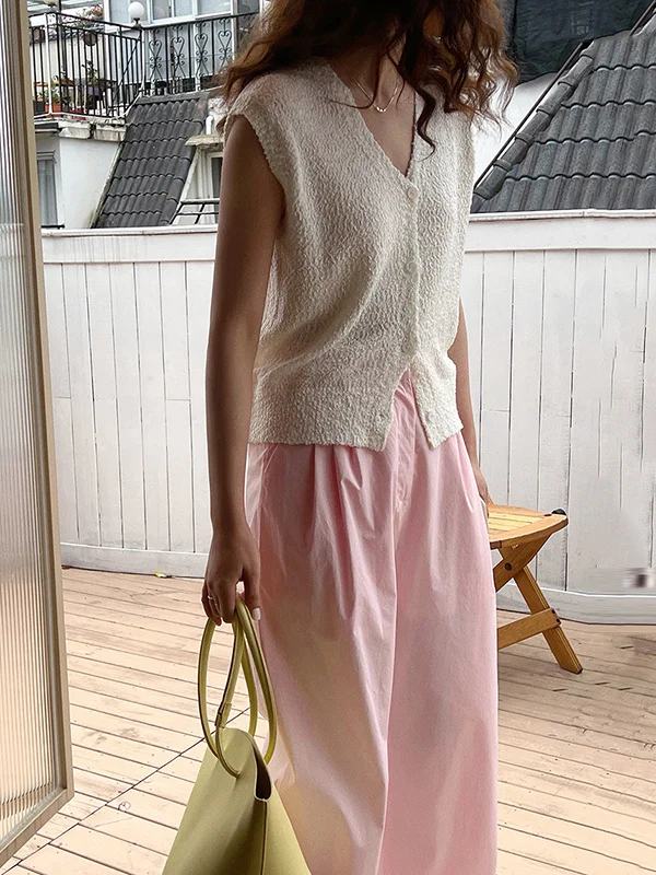 Urban Roomy Pure Color Knitting Vest Outerwear