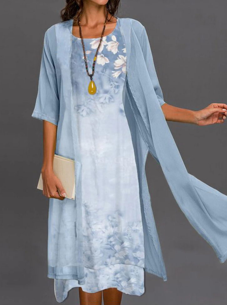 Elegant Floral Short sleeve Woven Dress