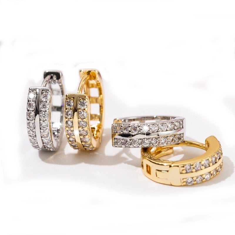 1 Pair Casual Minimalist Geometric Copper Zircon Earrings