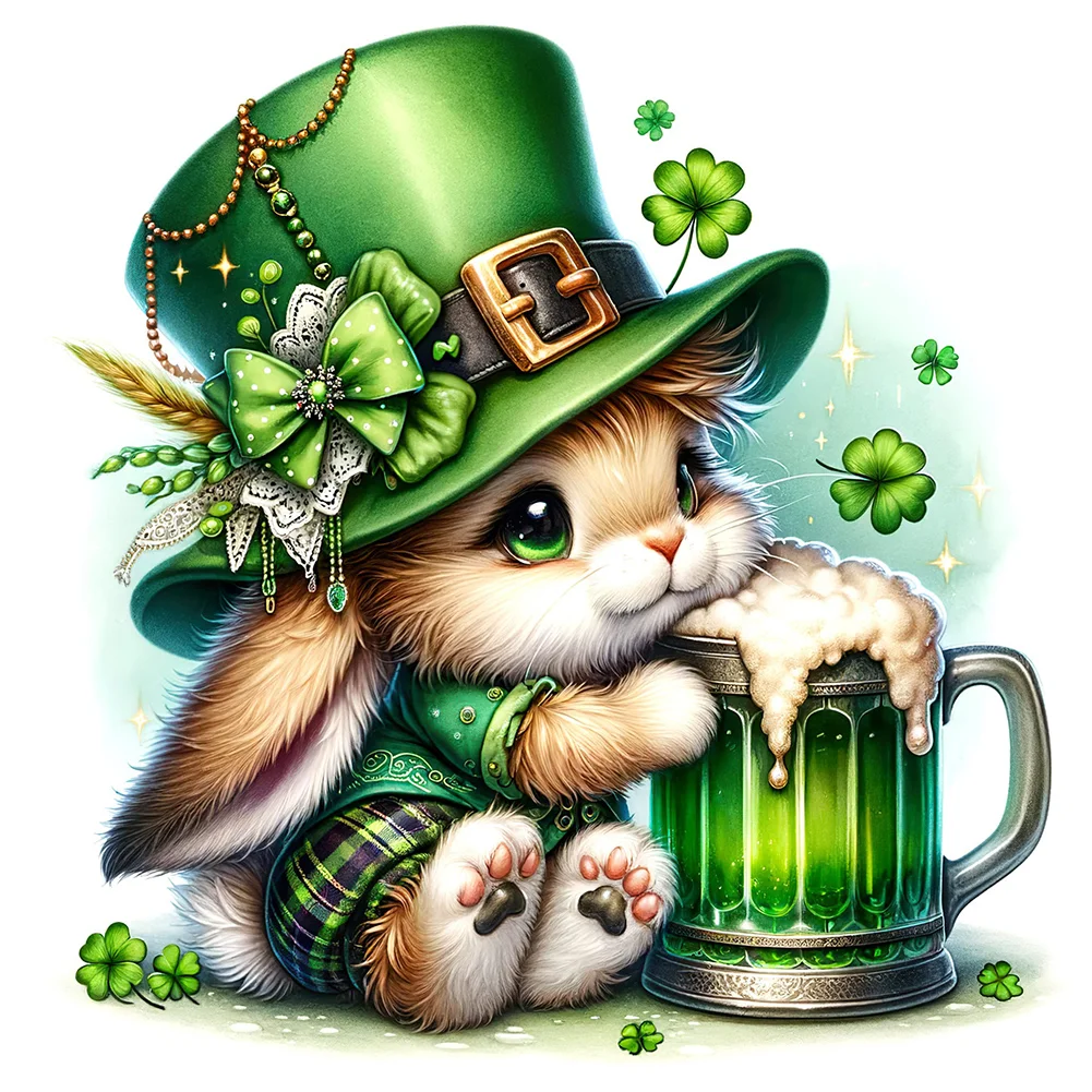 Diamond Painting - Full Square Drill - St. Patrick's Day Rabbit(Canvas|35*35cm)