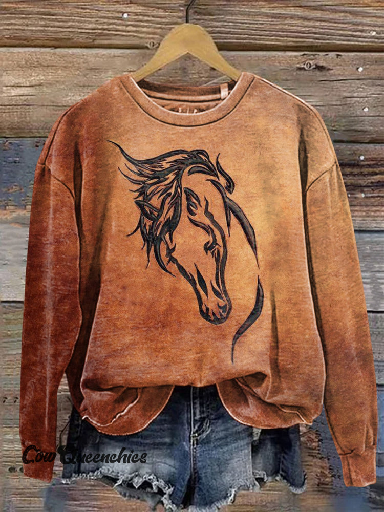 Unisex Horse Art Print Casual Sweatshirt