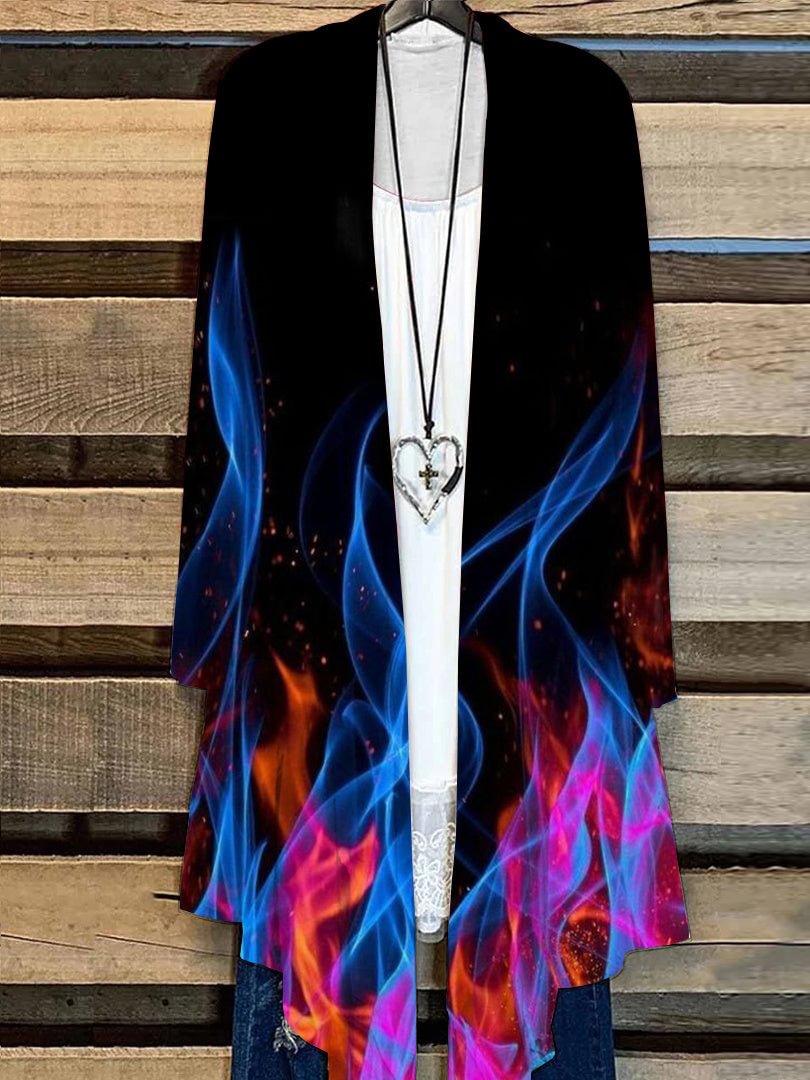 Women Long Sleeve Printed Graphic Casual Loose Simple Cardigan