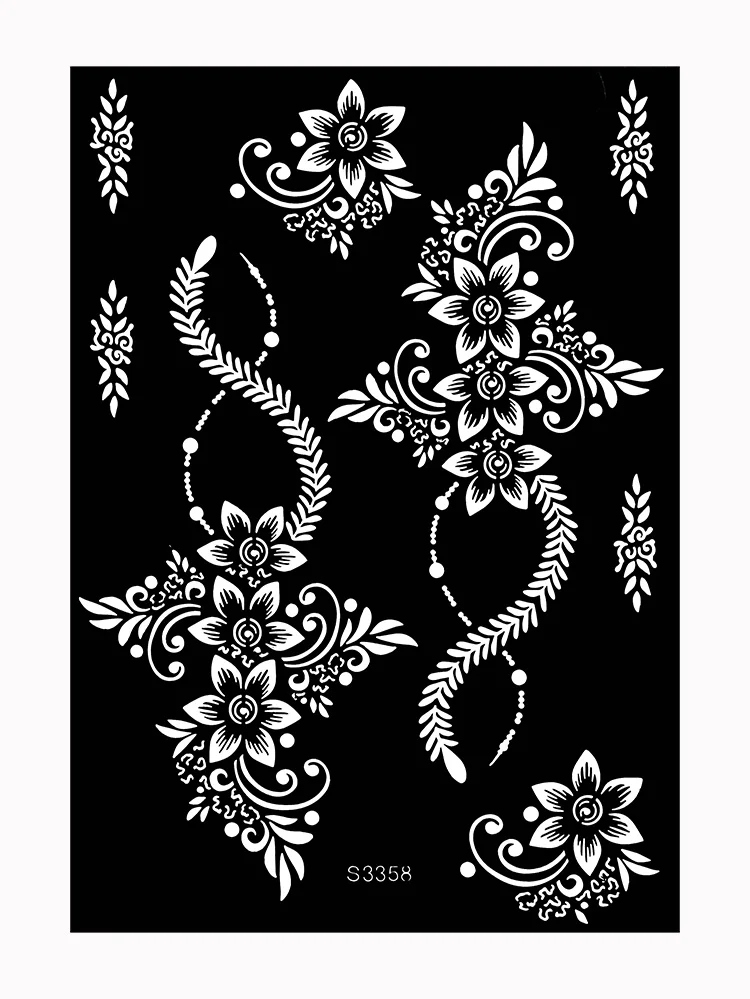Sdrawing Drawing Henna Template for Hand Henna Tattoo Stencil Flower Tattoo Design for Women Wedding Festival Party Tatoo Tools