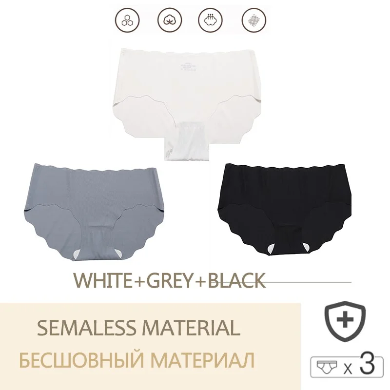 3PCS/Set Seamless Women's Pantys  Low Waisted Soft Underpants For GirlsLingerie Sexy Intimates Woman Comfortable Briefs M-XL