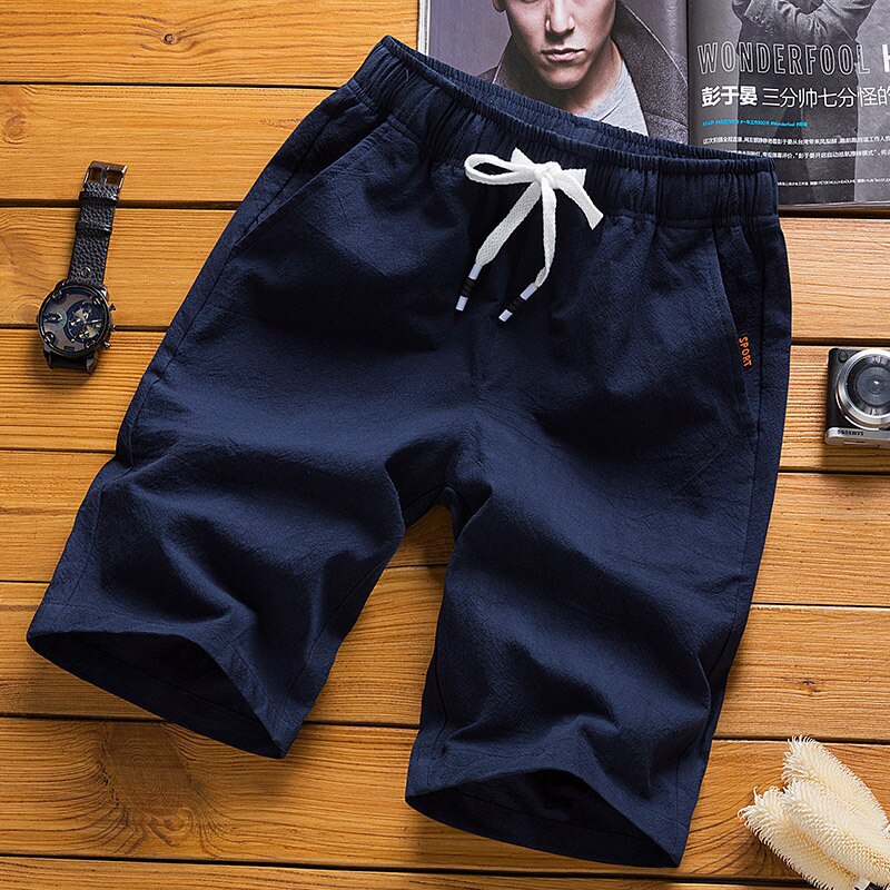 men's Casual 100% Cotton Shorts, Summer Travel Beach Short For Men High Quality Loose Breathable Leisure Home White Shorts Male