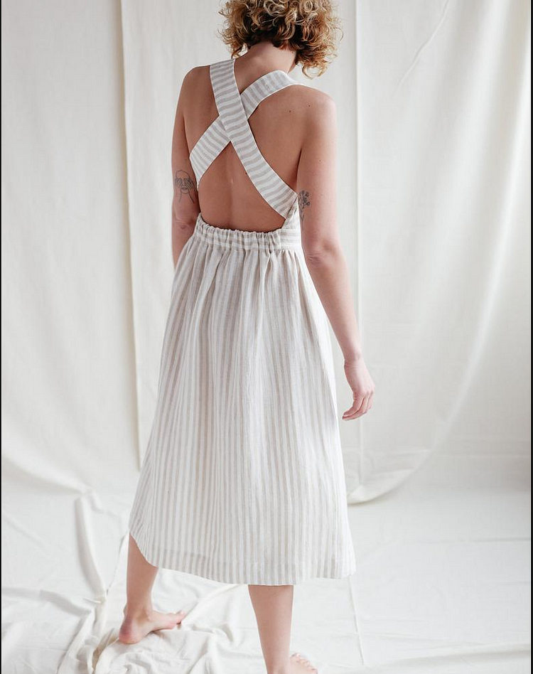 Linen /Cotton Cross Apron Dress